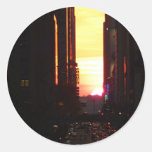 Manhattanhenge Sunset New York City Round Sticker
