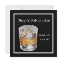 Mans 30th Birthday Party Black Silver Drinks Invite