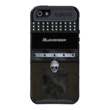 Mans Boys Black Metal Studs Skull Look iPhone 5 Cover