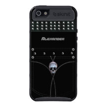 Mans Boys Black Metal Studs Skull Look iPhone 5 Cover