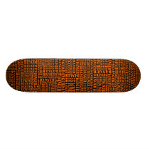 Many Dangers - Orange on Black Skate Deck