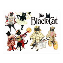 Many Faces of the Black Cat Postcard