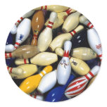 Many Old Bowling PIns Round Sticker