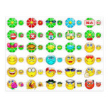 many smiley faces post card
