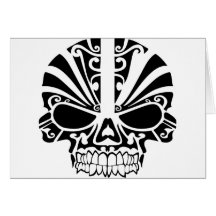 Maori Tattoo Mask Skull Card