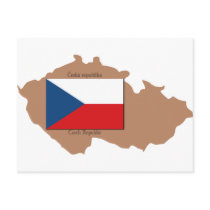 Map and Flag of Czech Republic Post Card