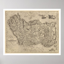 Map of Ancient Ireland by Mercator 1580 Poster