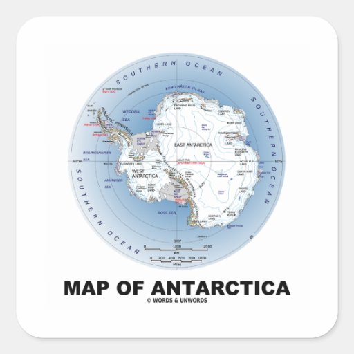 Map Of Antarctica (Geography) Square Stickers
