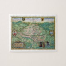 Map of Besancon, from 'Civitates Orbis Terrarum' b Puzzles