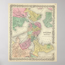 Map Of Boston And Adjacent Cities Print
