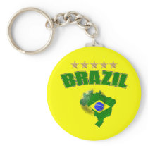 Map of Brazil Soccer Ball Brazil Brazilian flag Keychain