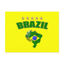 Map of Brazil Soccer Ball Brazil Brazilian flag Post Card