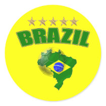 Map of Brazil Soccer Ball Brazil Brazilian flag Stickers