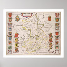 Map of Cambridgeshire, published Amsterdam c.1647- Print