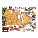 Map of Canada and various representative products Postcard