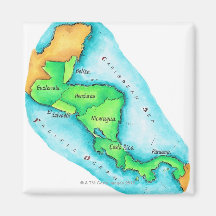 Map of Central America Refrigerator Magnet