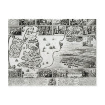 Map of Civil War England and a view of Prague Postcards