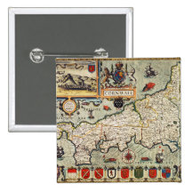 Map of Cornwall Pinback Buttons