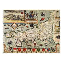 Map of Cornwall Post Card