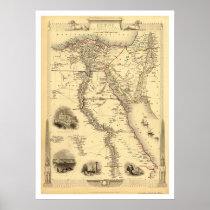 Map of Egypt and Arabia Petrea by Rapkin 1851 Poster
