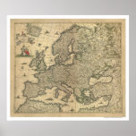 Map of Europe by Frederico de Wit 1700 Posters