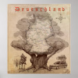Map of Germany. Style of an old engraving. posters