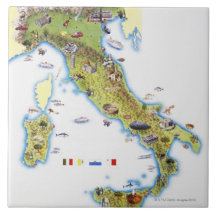 Map of Italy Ceramic Tile
