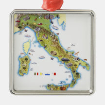 Map of Italy Christmas Ornaments