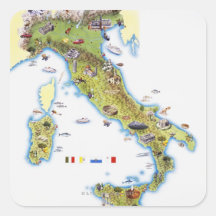 Map of Italy Square Stickers