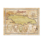 Map of Jamaica with National Heroes postcards