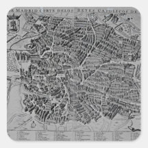 Map of Madrid Square Stickers