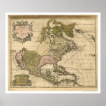 Map of North America by Alexis Hubert Jaillot 1694 Posters