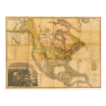 Map of North America by Henry Schenck Tanner 1822 Postcard