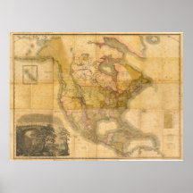 Map of North America by Henry Schenck Tanner 1822 Print
