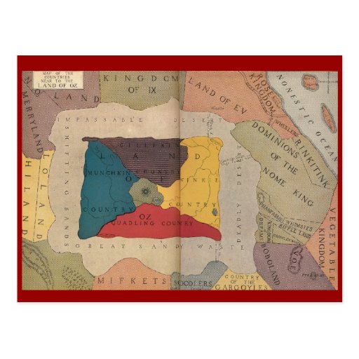 Map of Oz and Surrounding Countries Postcards
