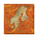 MAP OF SCANDINAVIA Square Magnet