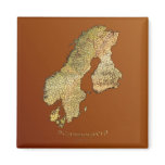 MAP OF SCANDINAVIA Square Magnet