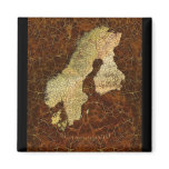 MAP OF SCANDINAVIA Square Magnet