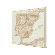 Map of Spain and Portugal Stretched Canvas Prints