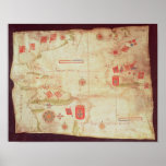 Map of the Atlantic Ocean, c.1550 posters