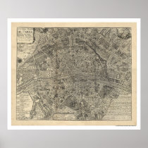 Map of the City of Paris by Nicolas de Fer 1700 Print