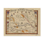 Map of the History and Romance of Wyoming postcards