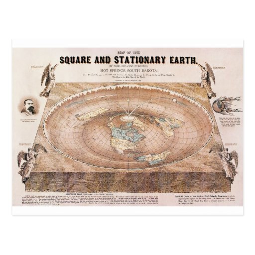Map of the Square and Stationary Earth by Ferguson Postcard