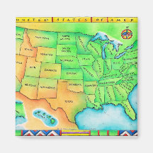 Map of the USA Magnets