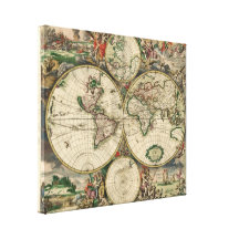 Map of the World 1689 - by Gerard Van Schagen Gallery Wrap Canvas