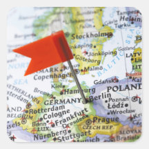 Map pin placed in Berlin, Germany on map, Sticker