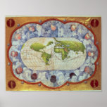 Map tracing Magellan's world voyage Print