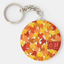 Maple tree autumn leaves Keychain with initials