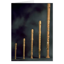 Maple wood recorders, wind instruments greeting cards
