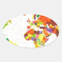 maps pointilism World Map with leaves Oval Stickers